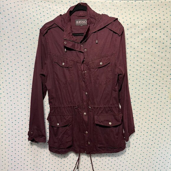 Buffalo by David Bitton Maroon Hooded Utility Anorak Jacket - Picture 1 of 4